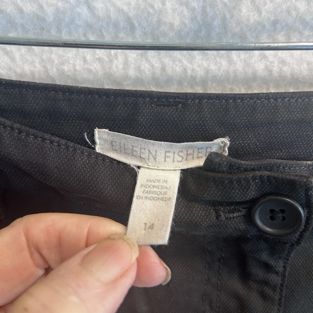 Eileen Fisher Pants Black Size 14 Zip Cotton And Hemp Blend Tapered Pockets EUC - Picture 4 of 12